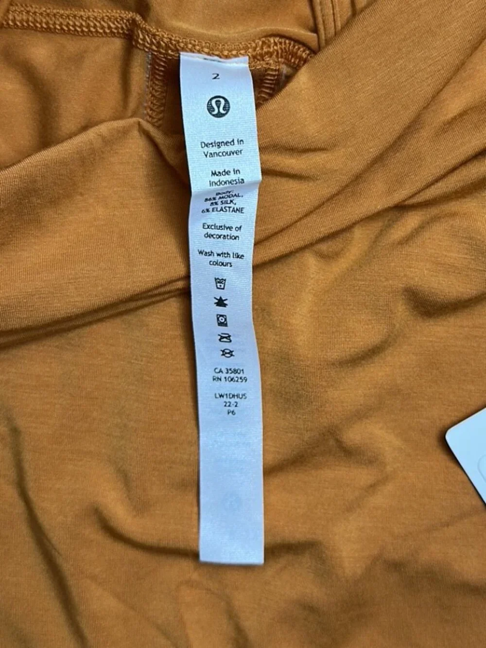 Lululemon Modal Silk Yoga Tank Top sz 2 Autumn Orange Tie T-Back Strappy